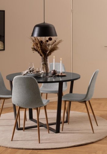 ACT NORDIC Celia spisebordsstol - lysegr stof og egefolieret stl