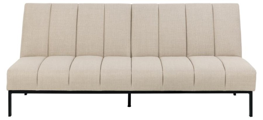 ACT NORDIC Caix sovesofa, m. click & clack, delt rygln, syninger - beige stof og sort stl (198x95)