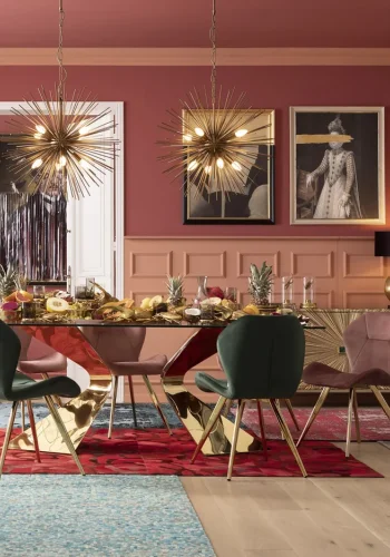 KARE DESIGN Gloria spisebord, rektangulr - klar glas og guld stl (200x100)