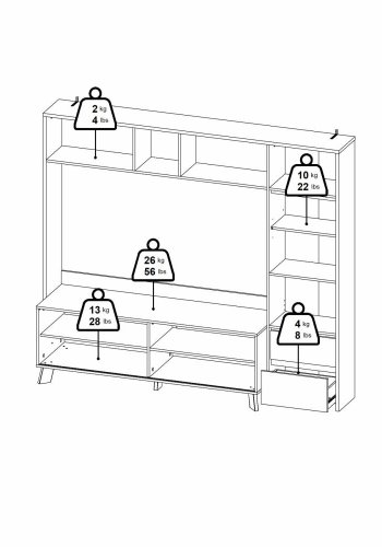 TVILUM Next TV-reol 1 skydelge + 1 lge + 2 skuffer