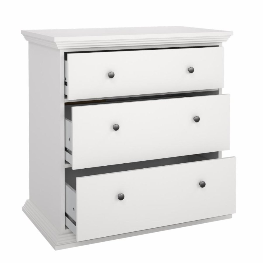 TVILUM North Kommode med 3 skuffer, Hvid, 86,3 x 51,6 x 88,2 cm