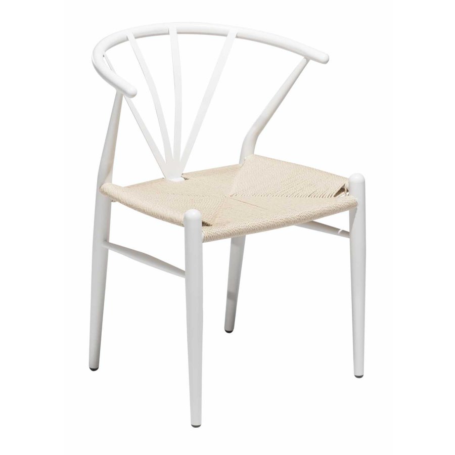 DAN-FORM Delta spisebordsstol - natur papir snor og hvid metal