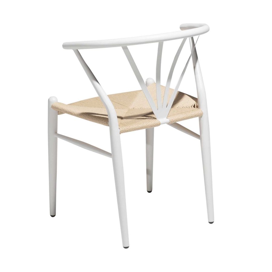 DAN-FORM Delta spisebordsstol - natur papir snor og hvid metal