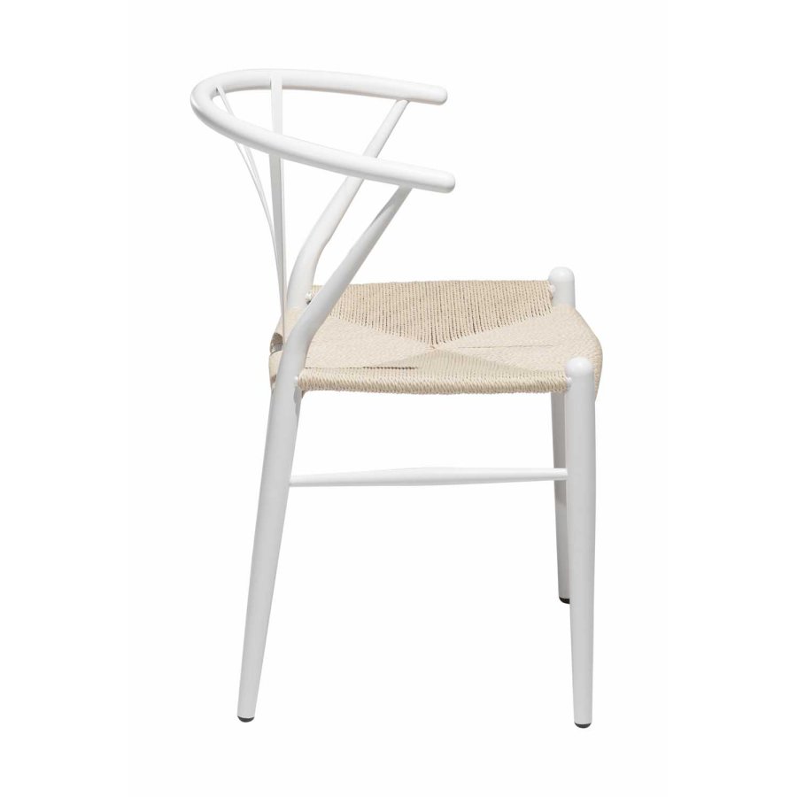 DAN-FORM Delta spisebordsstol - natur papir snor og hvid metal