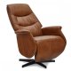 Delta recliner drejestol, m. armln - cognac lder og sort metal