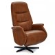 Delta recliner drejestol, m. armln - cognac lder og sort metal
