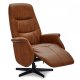 Delta recliner drejestol, m. armln - cognac lder og sort metal