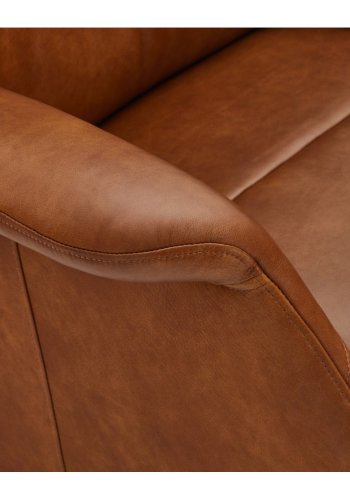 Delta recliner drejestol, m. armln - cognac lder og sort metal