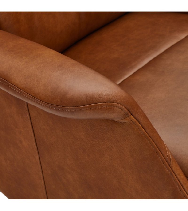 Delta recliner drejestol, m. armln - cognac lder og sort metal