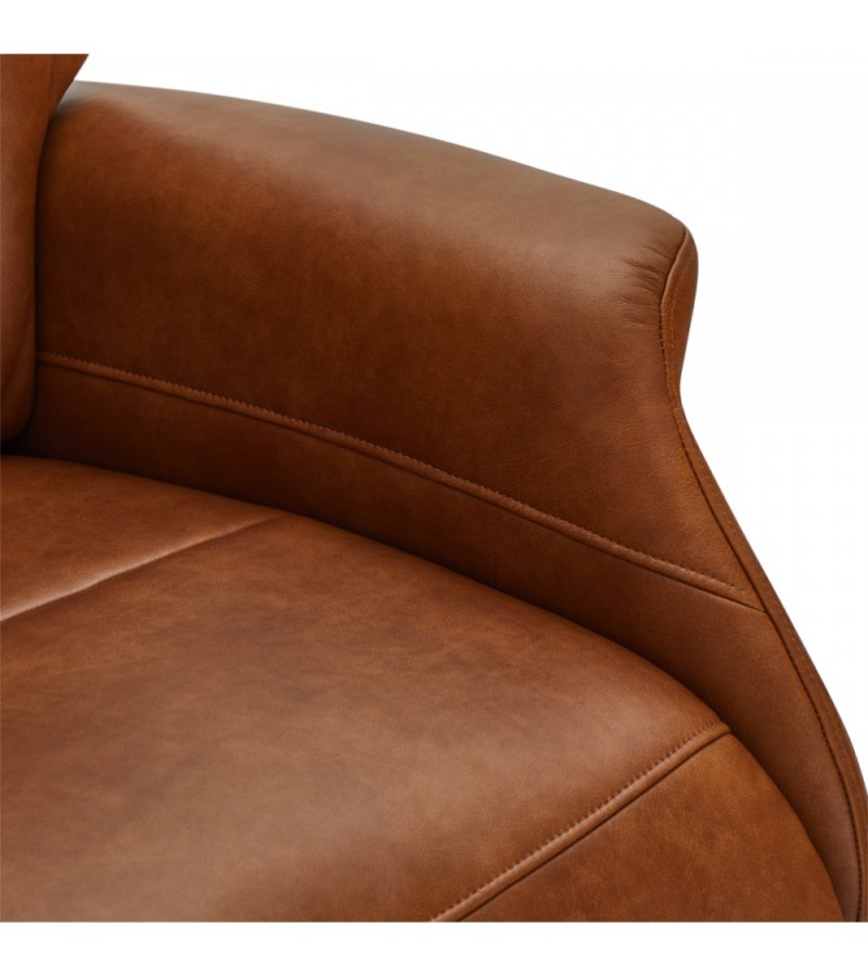 Delta recliner drejestol, m. armln - cognac lder og sort metal
