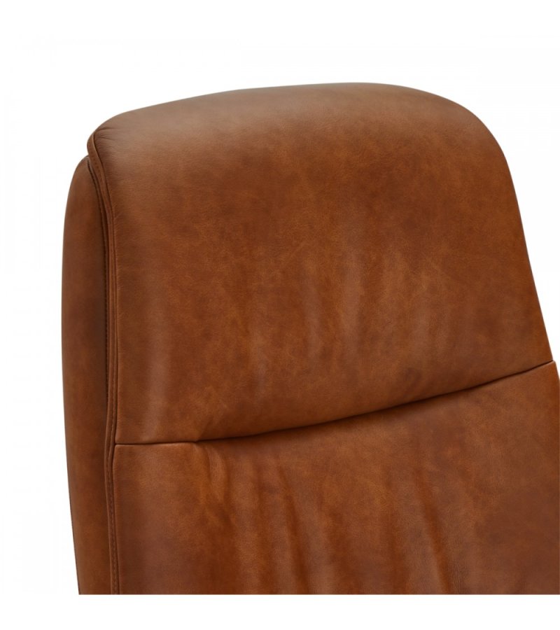 Delta recliner drejestol, m. armln - cognac lder og sort metal