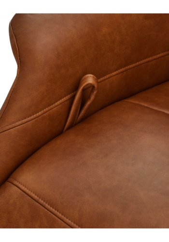 Delta recliner drejestol, m. armln - cognac lder og sort metal