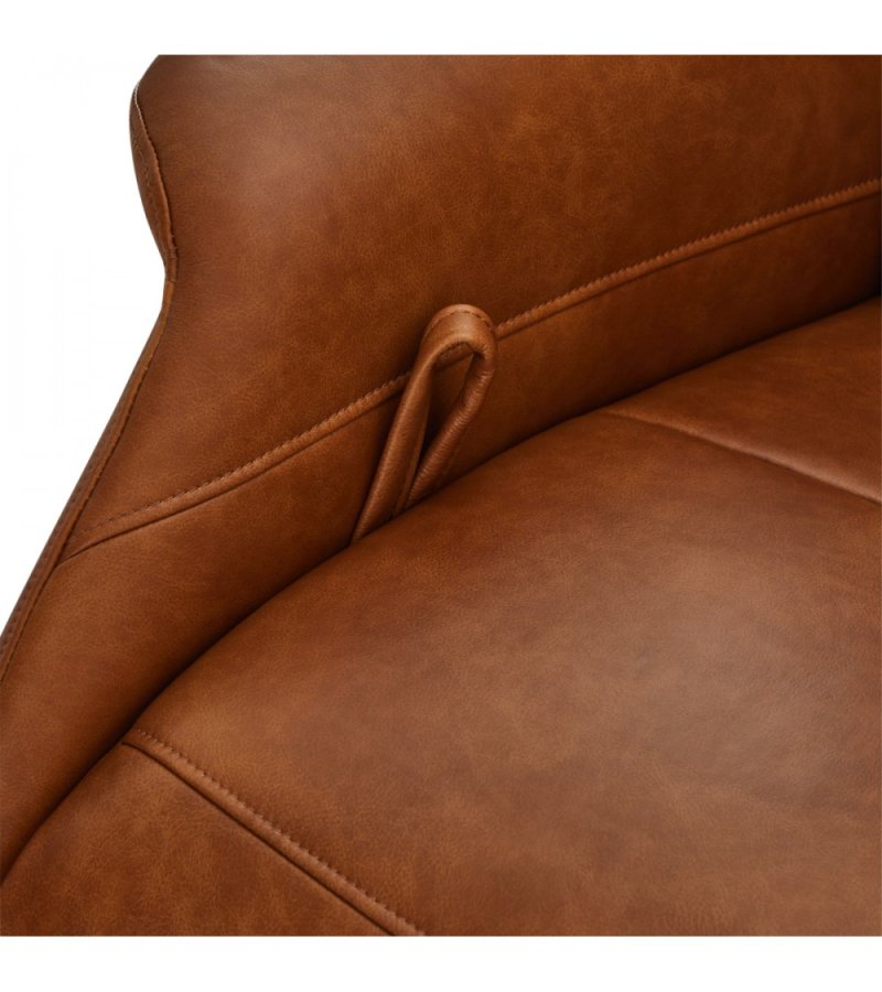 Delta recliner drejestol, m. armln - cognac lder og sort metal