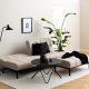 ACT NORDIC Caix sovesofa, m. click & clack, delt rygln, syninger - beige stof og sort stl (198x95)
