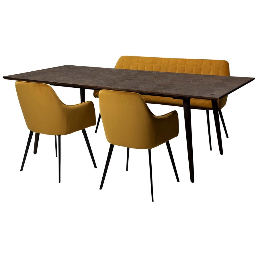 DAN-FORM rektangulr Diamond spisebord - brun elm genbrugstr (220x100)