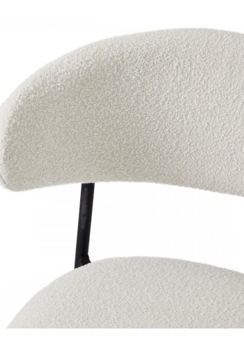 Diana barstol, m. rygln og fodsttte - hvid bouclé stof og sort metal