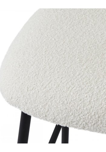 Diana barstol, m. rygln og fodsttte - hvid bouclé stof og sort metal
