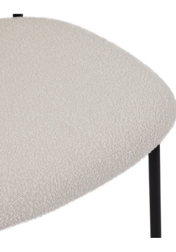 Diana spisebordsstol - hvid bouclé stof og sort metal