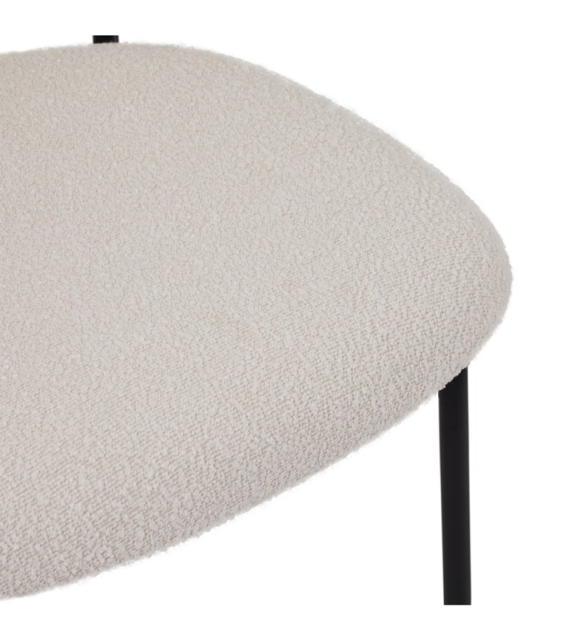 Diana spisebordsstol - hvid bouclé stof og sort metal