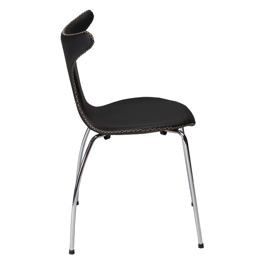 DAN-FORM Dolphin spisebordsstol - sort lder og krom stl