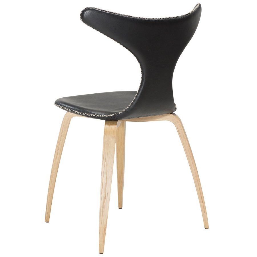 DAN-FORM Dolphin spisebordsstol - sort lder og natur egetr