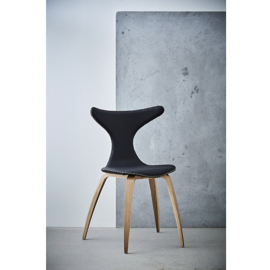 DAN-FORM Dolphin spisebordsstol - sort lder og natur egetr