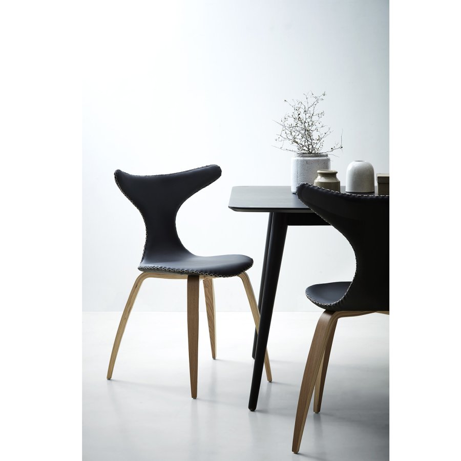 DAN-FORM Dolphin spisebordsstol - sort lder og natur egetr