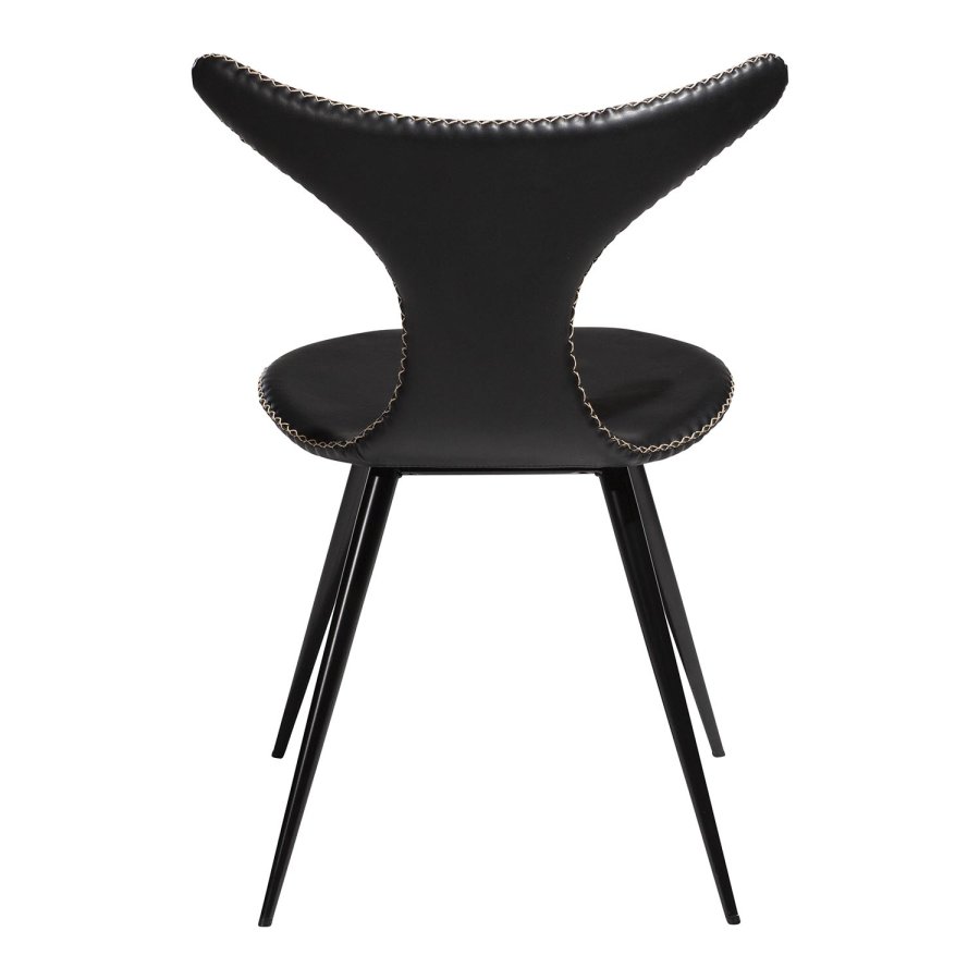DAN-FORM Dolphin spisebordsstol - vintage sort kunstl�der og sort st�l