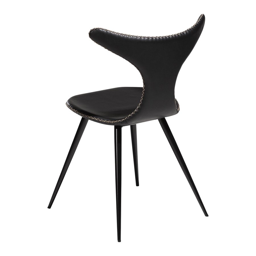 DAN-FORM Dolphin spisebordsstol - vintage sort kunstl�der og sort st�l