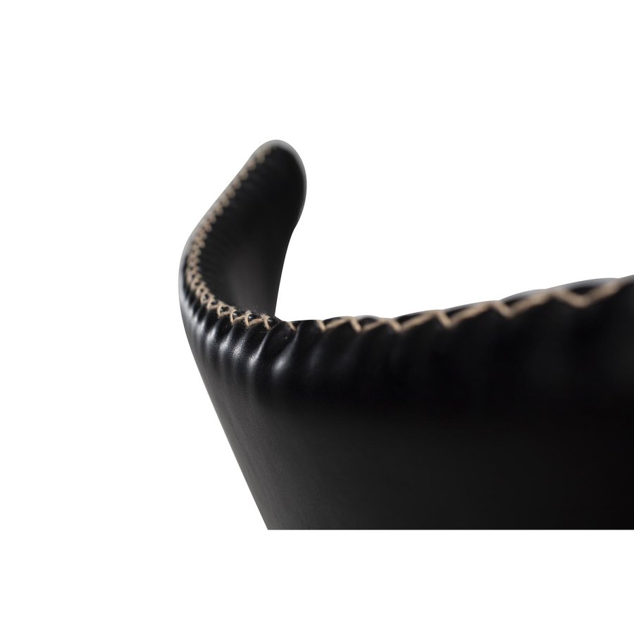 DAN-FORM Dolphin spisebordsstol - vintage sort kunstl�der og sort st�l