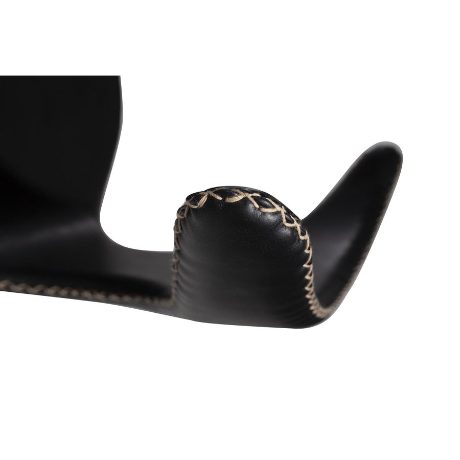 DAN-FORM Dolphin spisebordsstol - vintage sort kunstl�der og sort st�l