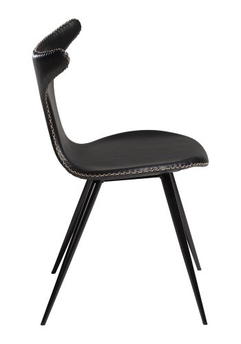 DAN-FORM Dolphin spisebordsstol - vintage sort kunstl�der og sort st�l