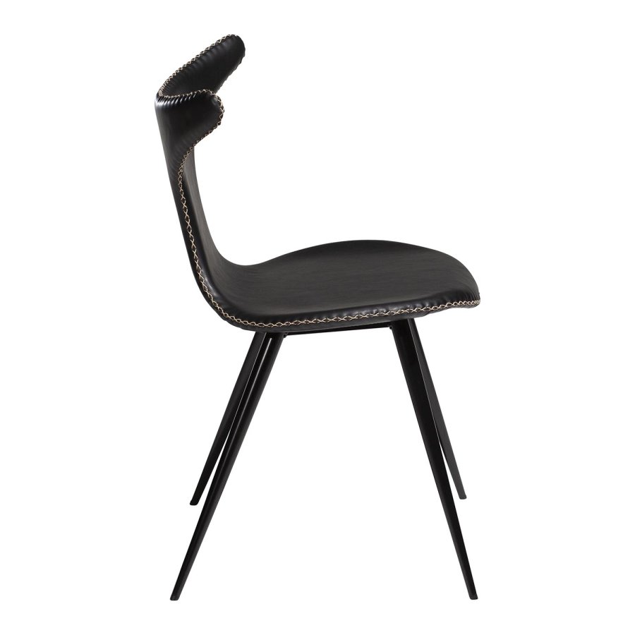 DAN-FORM Dolphin spisebordsstol - vintage sort kunstl�der og sort st�l