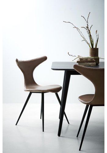 DAN-FORM Dolphin spisebordsstol - vintage sort kunstl�der og sort st�l