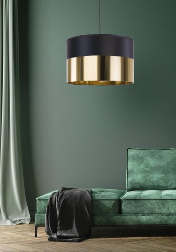 TK London loftlampe - guld, sort stof og sort metal