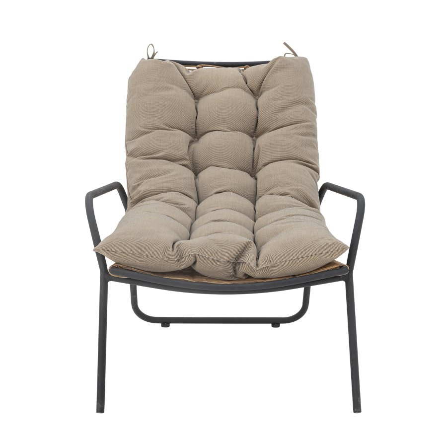 BLOOMINGVILLE Boel liggestol, m. taburet og pude - natur flet og sort metal