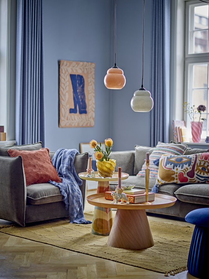 BLOOMINGVILLE Brooke sidebord, rund - gul og multifarvet metal (45,5)