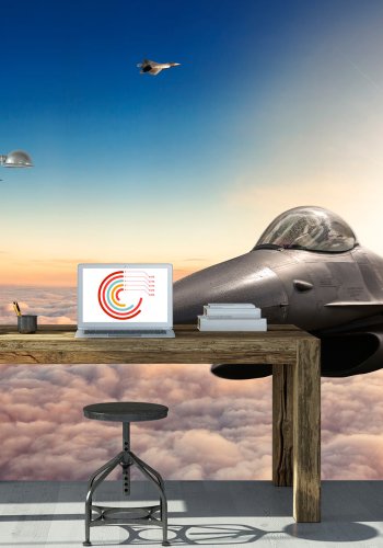 ARTGEIST - Fototapet med F16 jagerfly over skyerne - Flere strrelser