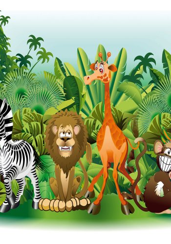 ARTGEIST Fototapet - Jungle Animals, animeret jungledyr (flere strrelser)