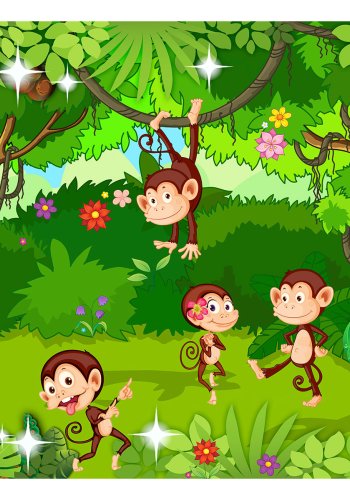 ARTGEIST Fototapet - Monkey Tricks, animeret aber (flere strrelser)