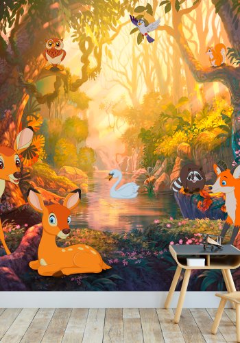 ARTGEIST Fototapet - Animals in the Forest, sde dyr i skoven (flere strrelser)