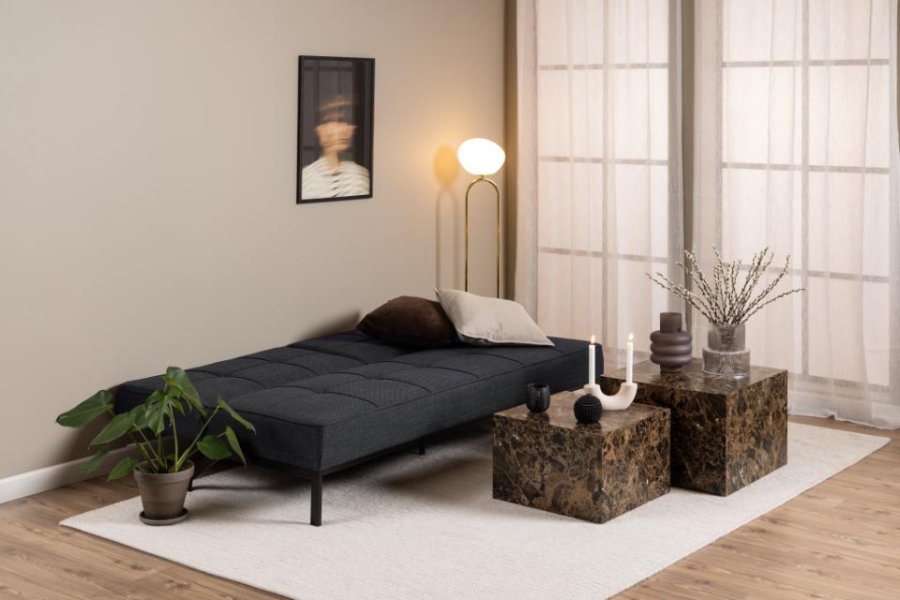ACT NORDIC Perugia sovesofa - mrkegr stof og sort stl
