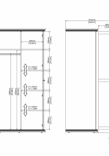 TVILUM North Garderobeskab, Mat Sort, 95,7 x 63,1 x 200 cm