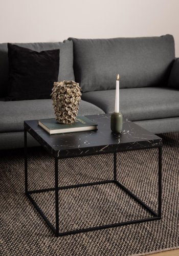 ACT NORDIC Barossa sofabord, kvadratisk - sort papir Marquina marmorlook og sort stl (60x60)