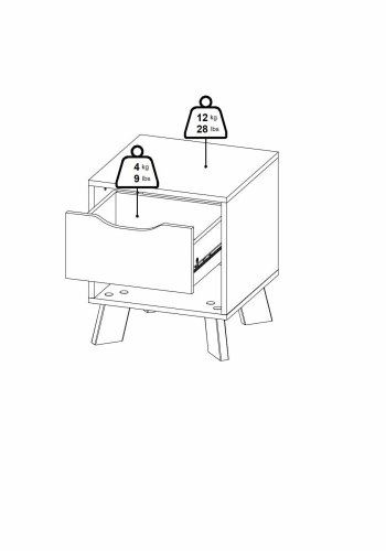 TVILUM Ikast Natbord 1 skuffe, Jackson Hickory / Hvid, 40,2 x 39,8 x 47,4 cm