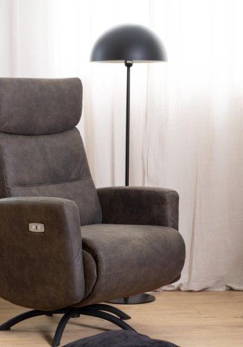 ACT NORDIC Kamares recliner, m. el, C stik, USB-A, drejefunktion - antracitgr stof og sort stl
