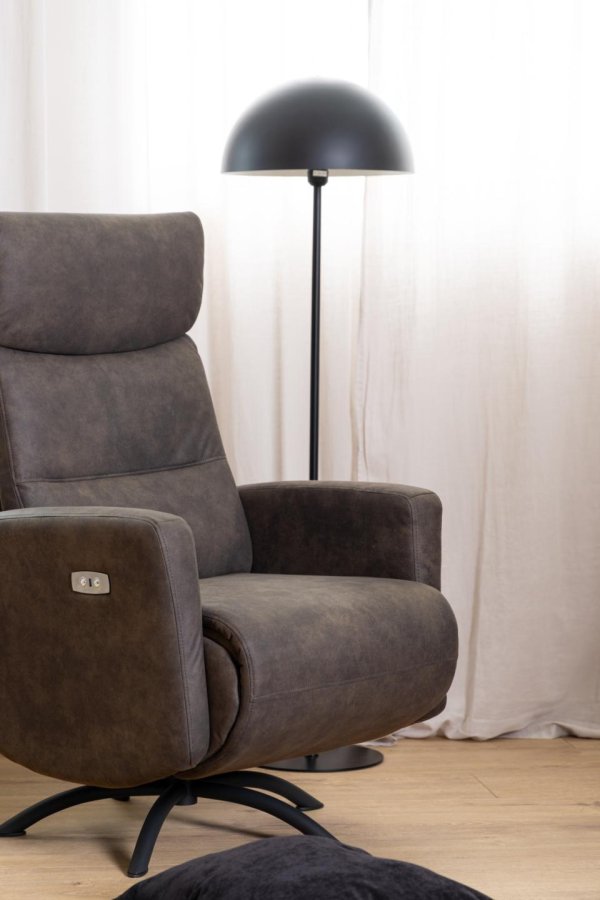 ACT NORDIC Kamares recliner, m. el, C stik, USB-A, drejefunktion - antracitgr stof og sort stl