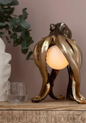 KARE DESIGN Animal Octopus bordlampe - hvid glas og guld polyresin