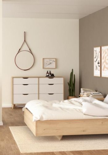 TVILUM Ikast Seng 160x200, Jackson Hickory / Hvid, 169,8 x 216 x 0,97 cm