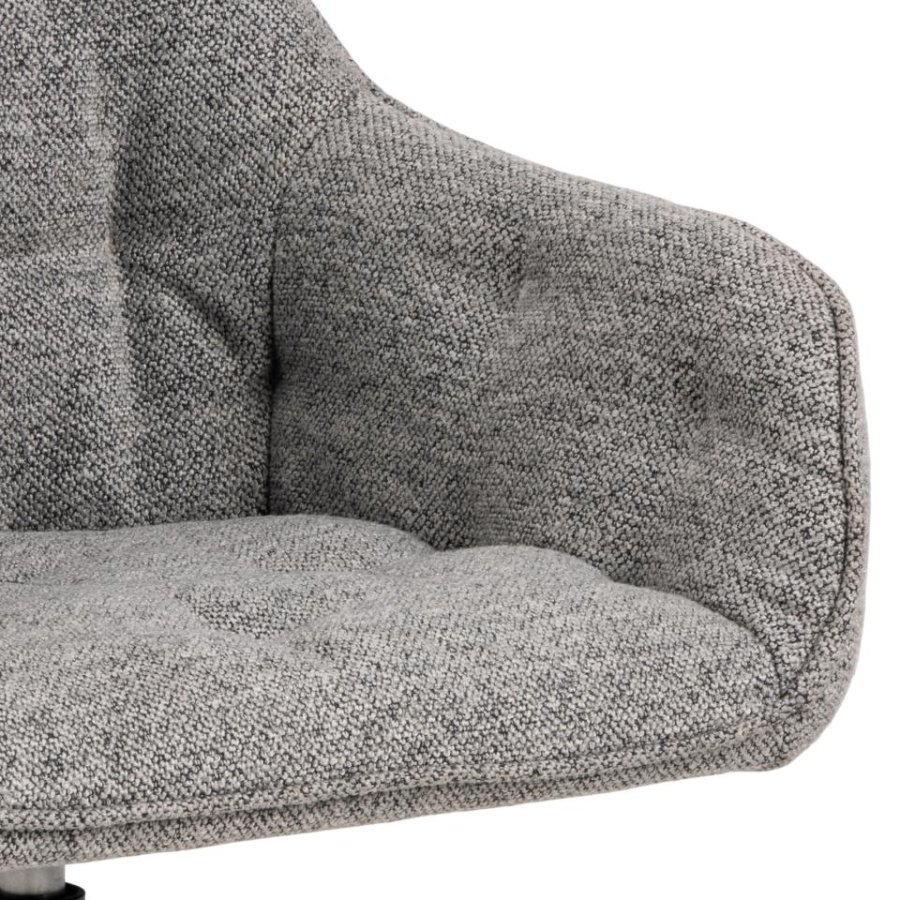 ACT NORDIC Brooke spisebordsstol, m. armln, drejefunktion, syninger - gr stof og sort stl